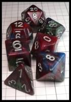 Dice : Dice - Dice Sets - Chinese Dice Red Blue and Green Opaque Swirl with Silver Numerals - JA Collection Mar 2024
